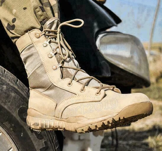 Mens Desert Military Ankle Boots High top Casual Slip Resistant