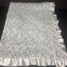 Walmart Parents Choice Gray Baby Blanket Swirl Fur Ruffle Satin Trim Lovey