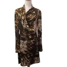 W118 by Walter Baker leopard faux wrap dress women's size Large (251)