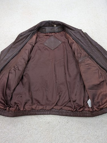 Roundtree Yorke Leather Jacket Mens Large Brown Coat Lambskin Bomber Flight VTG - Picture 17 of 24
