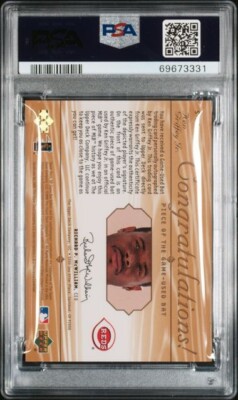 2001 SP GAME BAT PIECE OF THE GAME AUTO KEN GRIFFEY JR. #KG PSA 10 