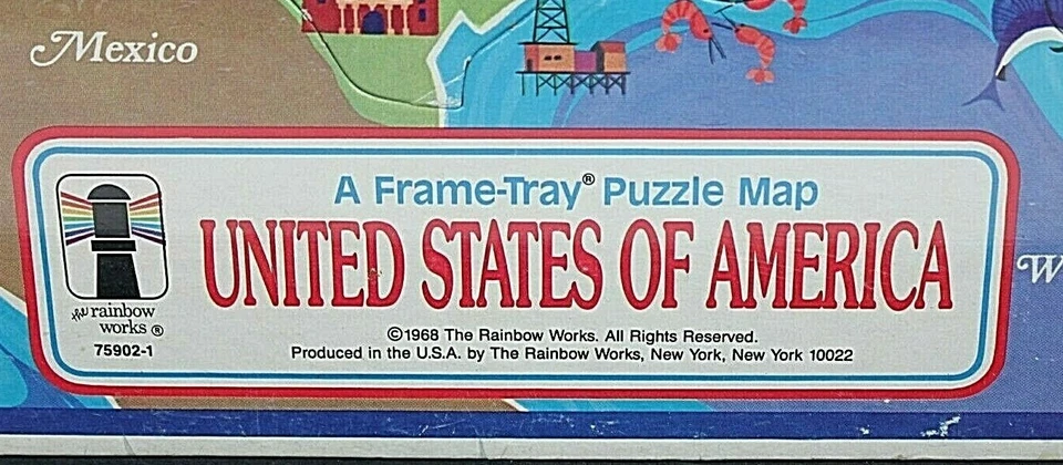 复古美国框架托盘地图拼图 1968 年美国制造的地理家庭学校 — 第 4/4 张图片