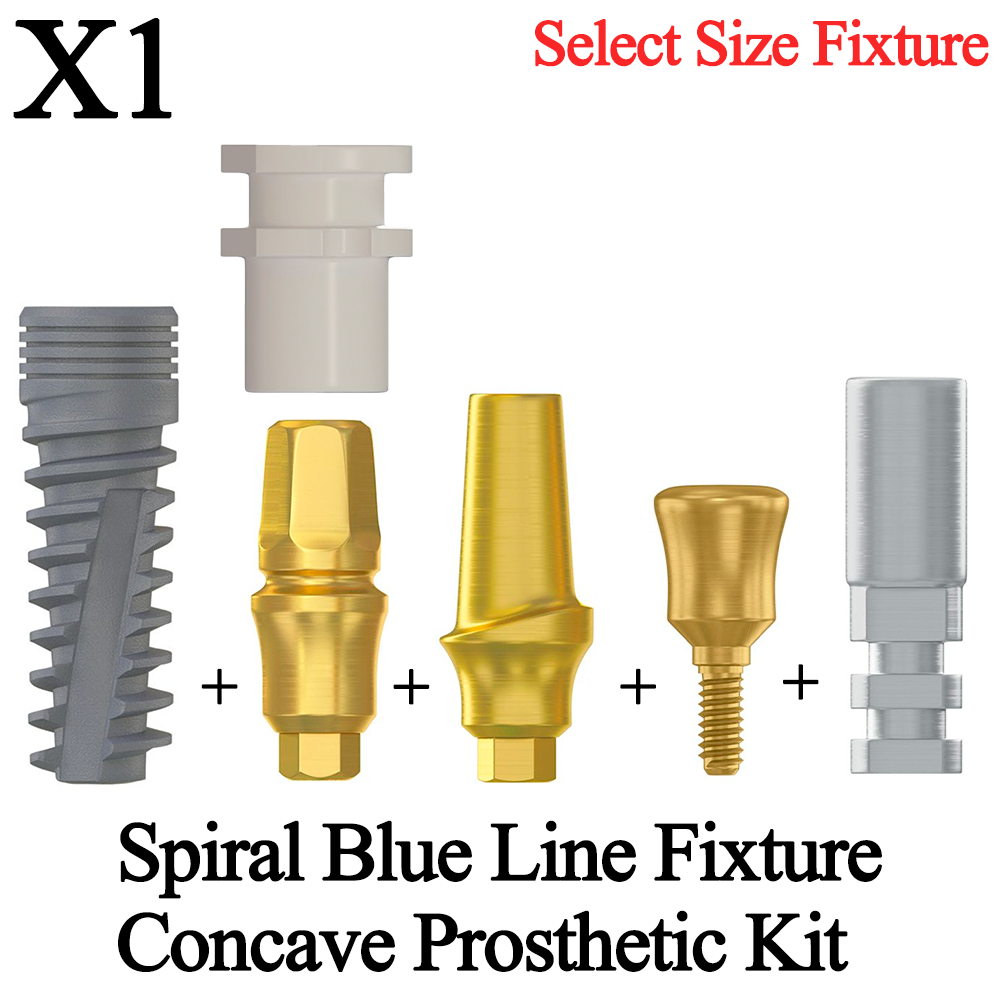 1x Spiral Blue Line Fixture Concave Prosthetic Kit Dental Analog