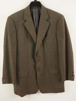 Hickey Freeman Loro Piana Zelander Wool Mens 42R Brown Woven Notch Vented Blazer