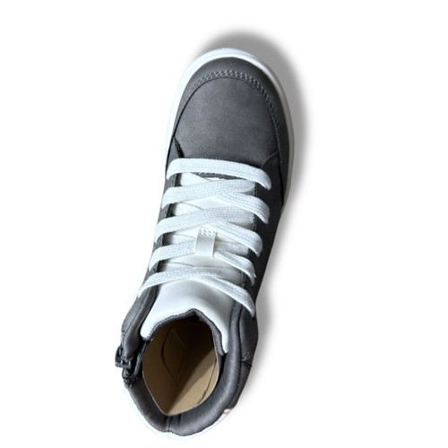 NIB Reaction Kenneth Cole Aaron Dutton High Top Sneakers Side Zip Gray Kids Sz 1 - Picture 8 of 10