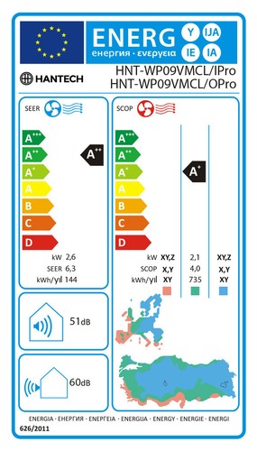 Klimaanlage Split 9000 BTU, 2,6 kW Klimagerät HPRO inkl. Zubehör Komplettpaket - Bild 7 von 7