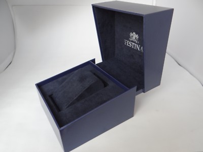 Coffret à Montre Festina Vintage - Année 2000 Environ - Bleu En Simili Cuir - Occasion - Pour Collection Ou Rangement