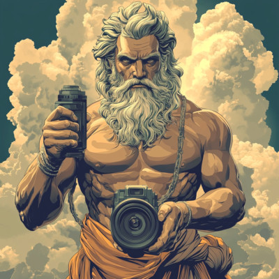 XXL 30X30 car sticker God Zeus with camera sticker