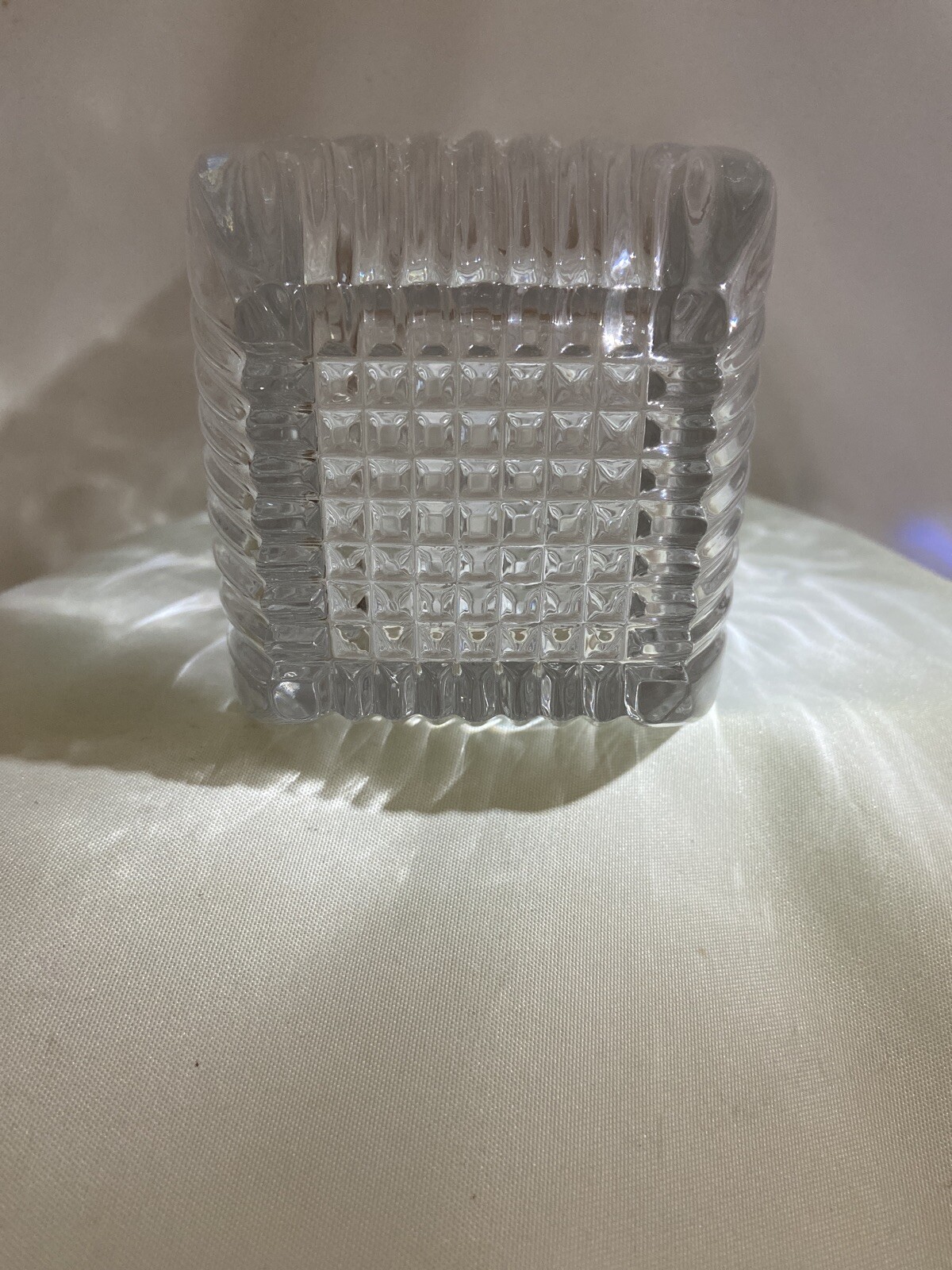 Vintage Polish Cut Crystal Square 9” Floral Etching Vase Intricate Design eBay