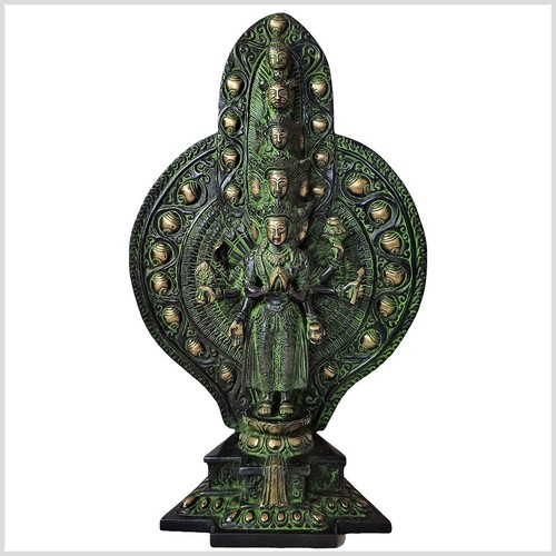 Avalokiteshvara Messing antikgrün 36cm 5kg Chenrezig Buddha des Mitgefühls Tara - Bild 1 von 3