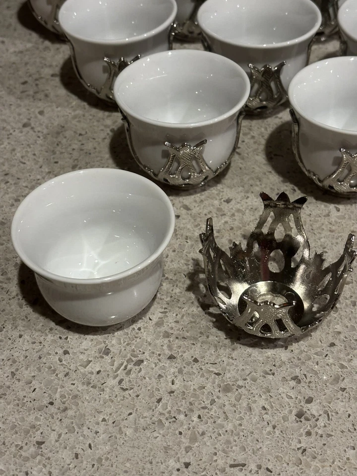 Juego de tazas de té turco café porcelana metal 10 personas Foto 4 de 4
