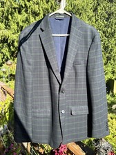 IZOD Green, Black and Navy Plaid Blazer, Size 44R tag 