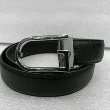 Authentic Gucci Silver Tone Buckle Mens Black Leather Belt VP555