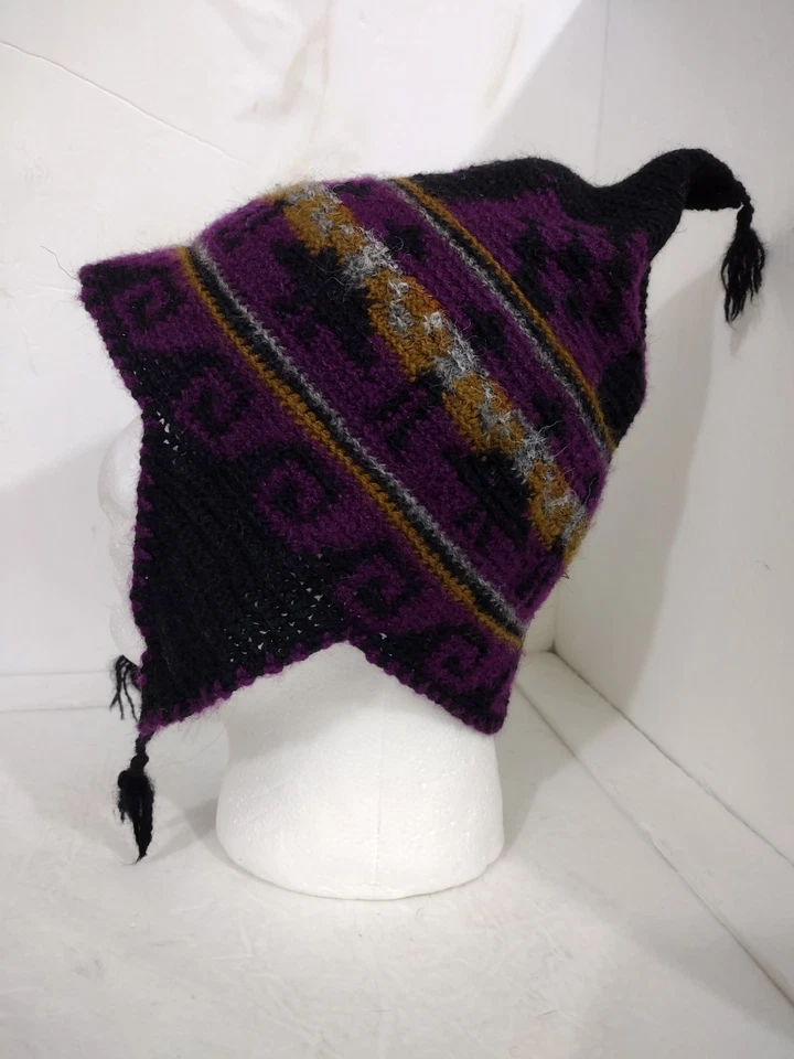 Gorro de invierno vintage Columbia adulto unisex mezcla de lana alpaca púrpura negro cobre Foto 2 de 4