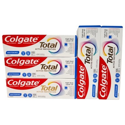 LOT 5 Colgate Total Active Prevention Whitening Fluoride Toothpaste Paste 3.3 oz