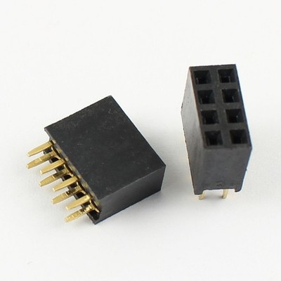 10Pcs 2.54mm Pitch 2x4 Pin 8 Pin Female Double Row Straight Pin Header Strip *ll