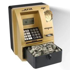 Password Money Box Electronic Piggy Bank ATM Safe Automatic Banknote Deposit