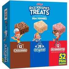Rice Krispies Treats Mini Crispy Marshmallow Squares, Kids Snacks, 52 Bars 