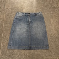 Talbots Stretch Denim A-Line Skirt 12 Cotton Spandex Side Pockets zip front