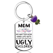 Gift for Mom Keychain Funny Mothers Day Gift From Daughter Son Silver Keyring