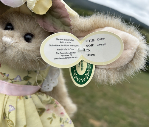 “Gweneth” jointed Bunny Rabbit in Yellow Floral Dress NWT Bearington Collection - Picture 12 of 13