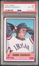 1976 Topps #98 DENNIS ECKERSLEY RC Auto Indians A's PSA 6 EX-MT