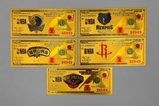 24k Gold Foil Sports NBA Team Logo $100 Banknote Set Collectible Novelty Art
