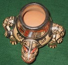 COLORFUL VINTAGE PRECOLUMBIAN AZTEC/MAYAN STYLE TRIPOD BOWL — photo 9