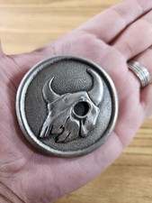 1976 VTG Indian Metal Craft Cow Skull Belt Buckle   Dege Designs