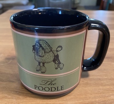 Russ Berrie Poodle Mug Toy Miniature Standard Poodle Green Black Coffee Tea Cup