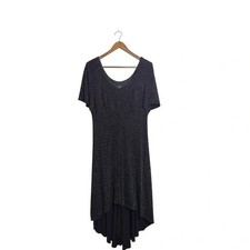 Filigree Ltd. Vintage Elegant Black Glitter Party Cocktail Short Sleeve Dress 8