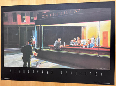 Vintage Poster Tintin Nighthawks Revisited - Esteve Fort 1000 Editions - c 98x68