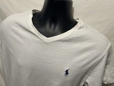 Polo Ralph Lauren Classic Fit V-Neck Short Sleeve T-Shirt White Sz Small BB