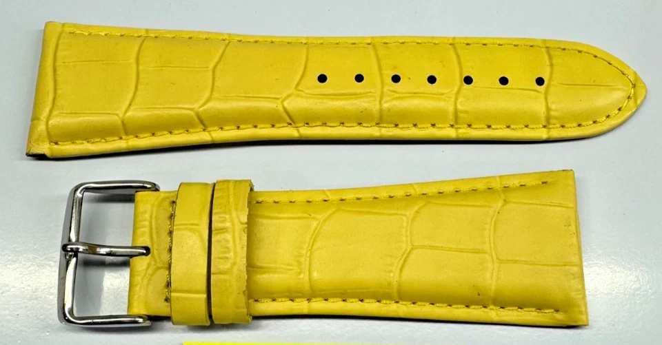 22mm Yellow Genuine Leather Watch Band - Image 3 of 4