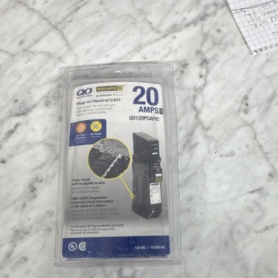 Square D QO120PCAFIC 20A 1-Pole 120V Plug-On Neutral CAFI Circuit Breaker