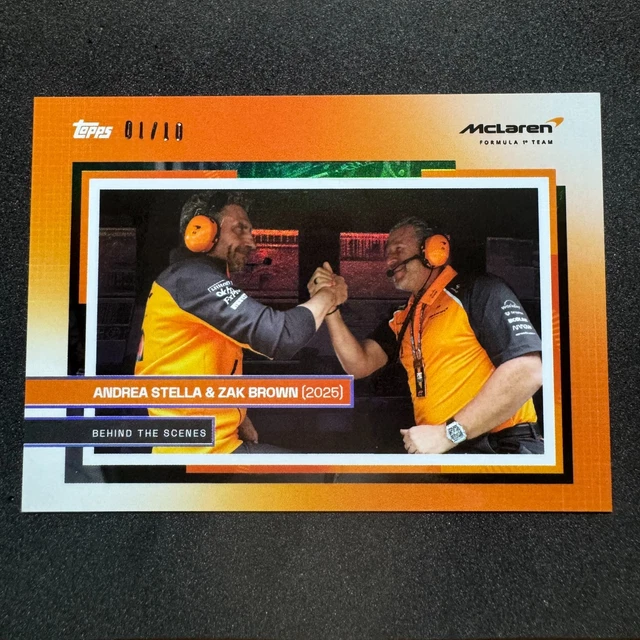 2025 Topps McLaren Racing Andrea Stella Zak Brown Black 01/10 Behind The Scenes