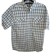 Carhartt Force Relaxed Fit Plaid Short Sleeve Button Up Work Shirt Men's Medium