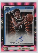 2024 Panini Donruss Rated Rookie Signatures Holo Pink Laser AJ Johnson Auto 1a07
