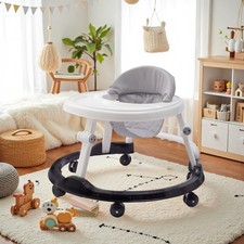 Baby Walker 360° Swivel Tray Portable Walker First Step Push Along Walk Foldable