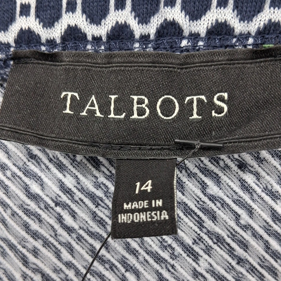 Falda Talbots Azul Marino Blanco Estampado Geométrico Línea A Talla 14 Mezcla de Algodón Nueva con Etiquetas Foto 4 de 4