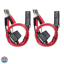 1.5FT 12V Battery Clip to SAE 2Pin Quick Disconnect Cable SAE to Battery Clam...