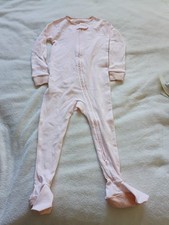 Light Pink Baby One Piece Sleepwear Zip Closure Long Sleeve Solid Footed