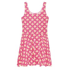 Women's Exclusive Skater Dress - Sunflowers & Dots on Pink