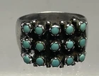 Vintage Zuni Petit Point Turquoise Silver Ring