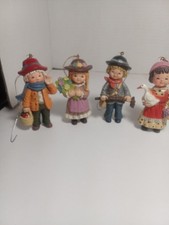 Hummel Alpine Children Lot 4 Vintage 1983 Christmas Ornaments Bradford Hong Kong