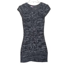 LEI Sweater Dress Mini Cable Knit Y2K Bodycon Cozy Black Gray Juniors Medium
