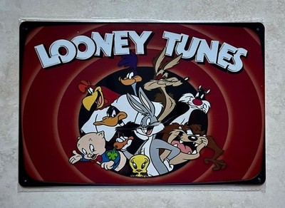 LOONEY TUNES DAFFY TWEETY BUGS BUNNY WARNER BLECHSCHILD MANN HÖHLE CARTOON 20x30cm