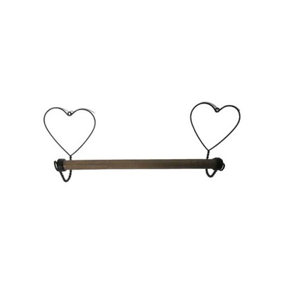 Rustic Country Metal HEART SHAPED Kitchen Towel Bar Wall Display 12  Wood Dowel