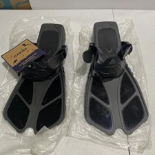 CAPAS Black Gray Snorkel Swim Diving Fins Travel Size Youth Size 9-13