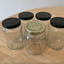 Lot of 5 Mini Glass Jars with Lids Canning or Crafting Upcycle Lidded Set of 5
